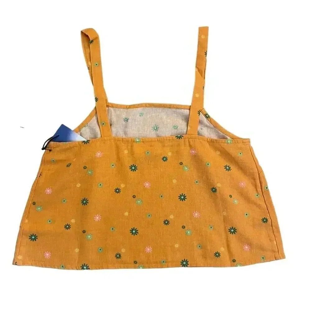 Abound Orange WOVEN CAMI ASTERISK FLORAL:Retro Linen Crop Tank Top XS - Picture 4 of 10